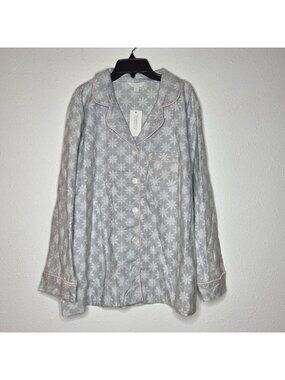 Charter Club Women's Flannel Sleep Shirt - Snowflake Geo